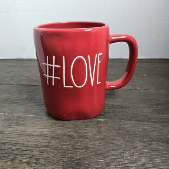 NWT Rae Dunn Artisan #Love Red Coffee Mug Valentine's Day Magenta Farmhouse - Picture 1 of 8